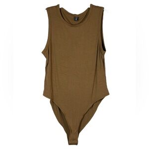 Shein Tan Ribbed Bodysuit w/‎ Snap Closure (Size 2X)